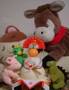 鏡餅に群がる？